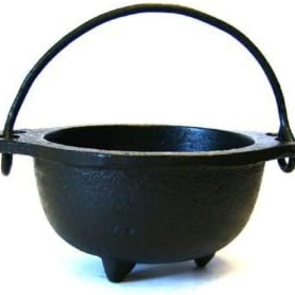 Cast Iron Cauldron w/Handle, Ideal for smudging, Incense Burning, Ritual Purpose